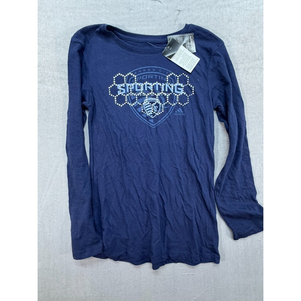 NEw Sporting Kansas City Soccer CLub Girls Youth LS Shirt Blue Size Large 14